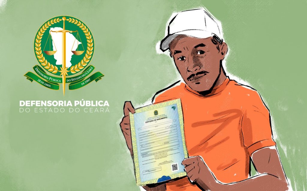 Agricultor de 42 anos recebe primeira certidão de nascimento após atuação da Defensoria em Mombaça. Foto: divulgação